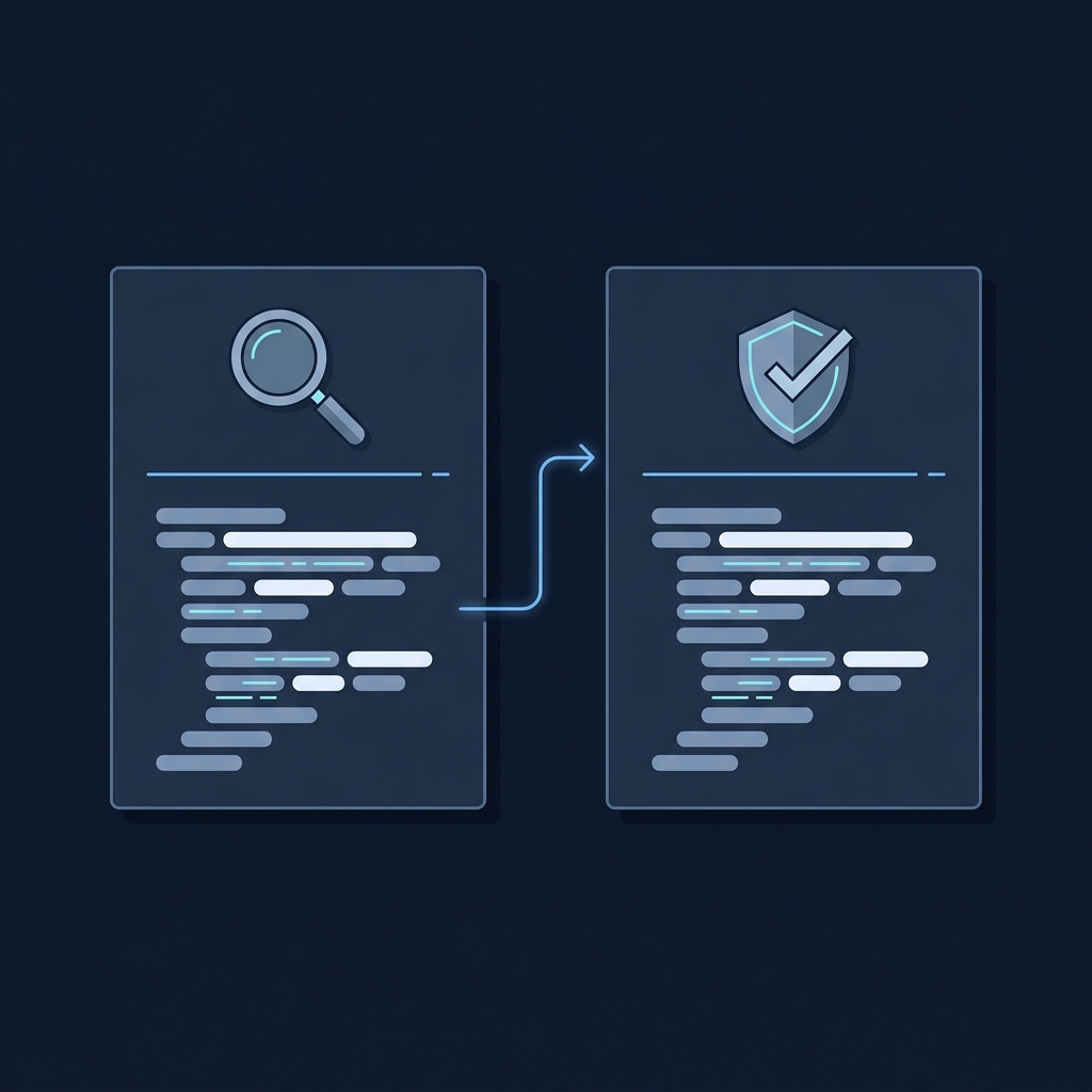 Minimalist 2D vector workflow showing two step validation from Rich Results Test to Schema Markup Validator with neutral icons and non readable code block visuals in CheckMySchema colors JSON LD structured data
